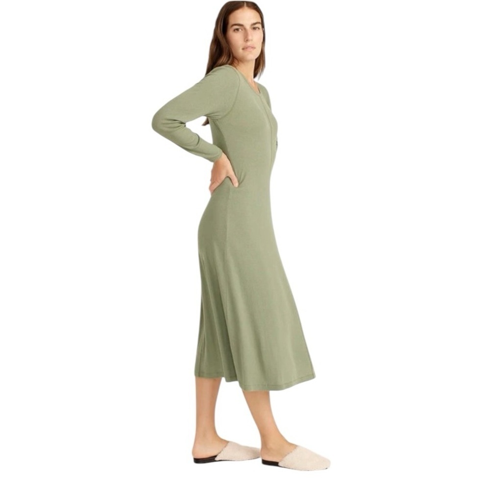 J.Crew - NWT Pale Cyprus Green Ribbed Knit A-Line Midi Dress Sz XS